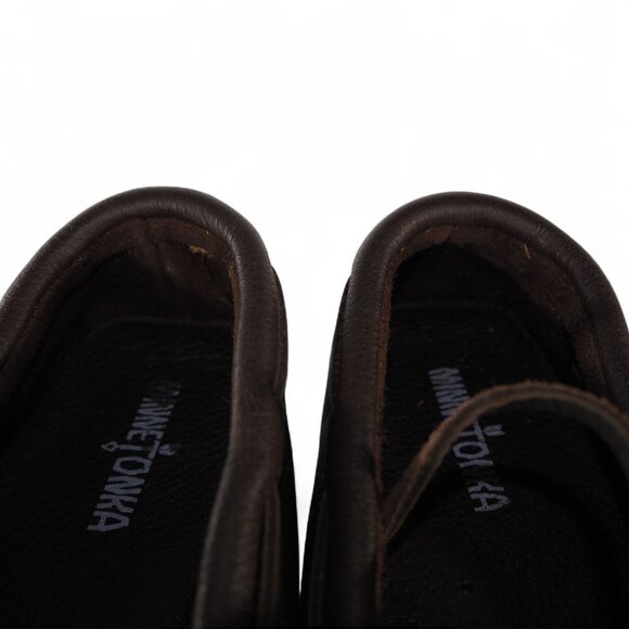 Minnetonka Moosehide Leather Driver Moc Loafers Men's 8 Chocolate Brown 952 - Picture 11 of 12